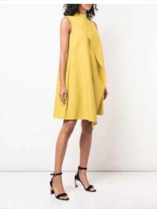 Oscar de la Renta Dresses & Skirts - NWT Oscar de la Renta Mustard Yellow Asymmetrical Draped Shift Dress